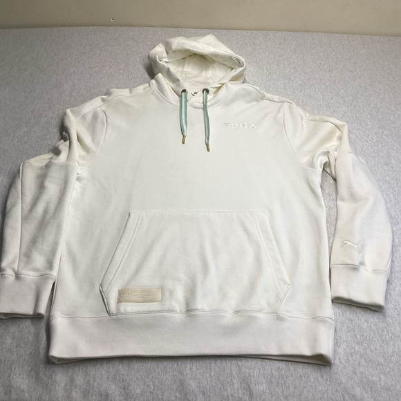 PUMA RELAXED HOODIE MEN’S PULLOVER HOODIE SWEATSHIRT SIZE: SMALL COLOR: CREAM - Picture 1 of 16